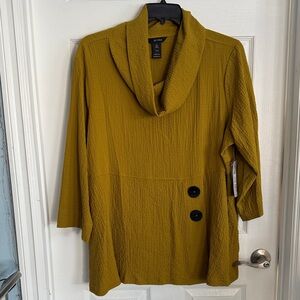 Ali Miles Mustard Cowl Neck Sweater